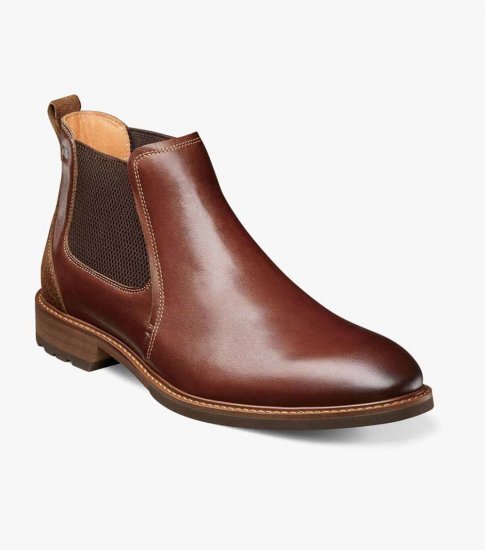 Florsheim Men's Lodge Plain Toe Gore Boot - Chestnut - Click Image to Close