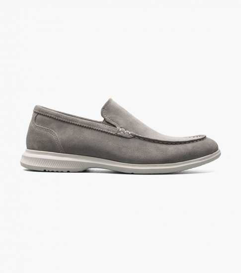 Florsheim Men's Hamptons Moc Toe Venetian Loafer - Gray Suede - Click Image to Close