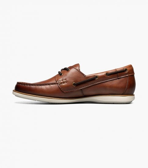 Florsheim Men's Atlantic Moc Toe Boat Shoe - Cognac - Click Image to Close