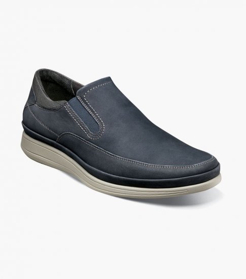 Florsheim Men's Motion Moc Toe Slip On - Navy Nubuck - Click Image to Close