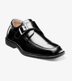 Florsheim Reveal Jr. Boys Moc Toe Monk Strap Oxford - Black