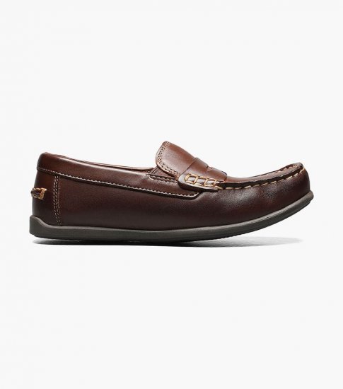 Florsheim Jasper Jr. Boys Moc Toe Penny Driver - Brown - Click Image to Close