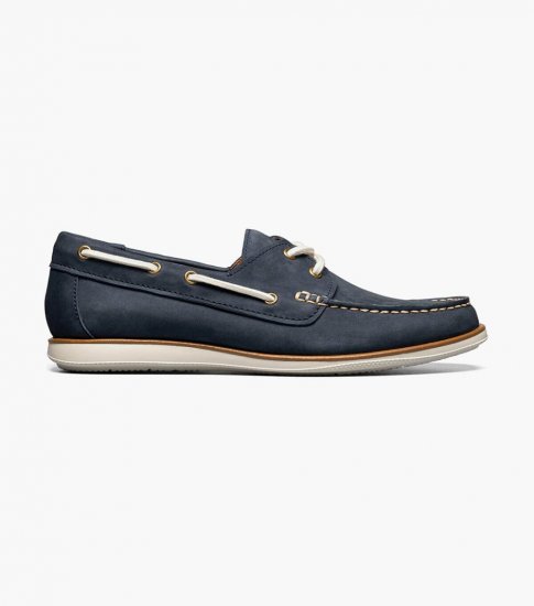 Florsheim Men's Atlantic Moc Toe Boat Shoe - Navy - Click Image to Close