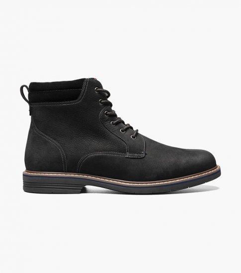 Florsheim Men's Norwalk Plain Toe Lace Up Boot - Black Nubuck - Click Image to Close