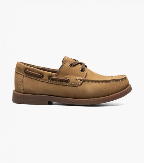 Florsheim Croquet Jr. Boys Moc Toe Boat Shoe - Tan - Click Image to Close