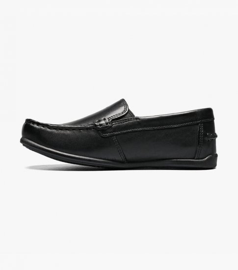 Florsheim Jasper Jr. Boys Moc Toe Venetian Loafer - Black - Click Image to Close